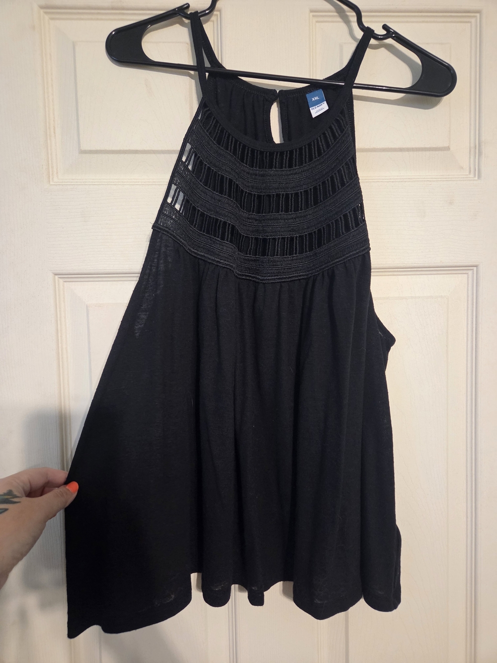 Old Navy Black Ribbed Crochet Tank Top